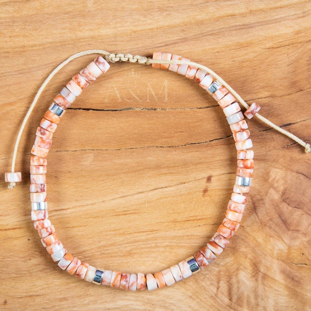 Adjustable Bracelet Small Wrist size Red Spiderweb Jasper Stone beaded Bracelet