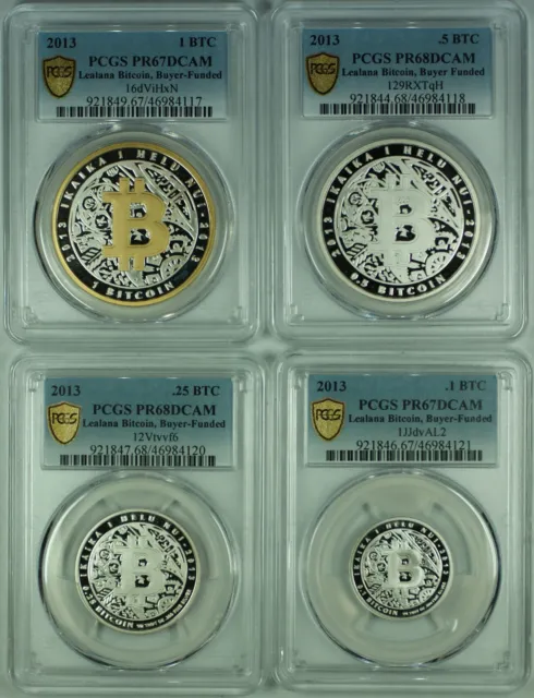 2013 Lealana 4 Coin Set Buyer Funded/Black Address Silver Bitcoin Coins PCGS