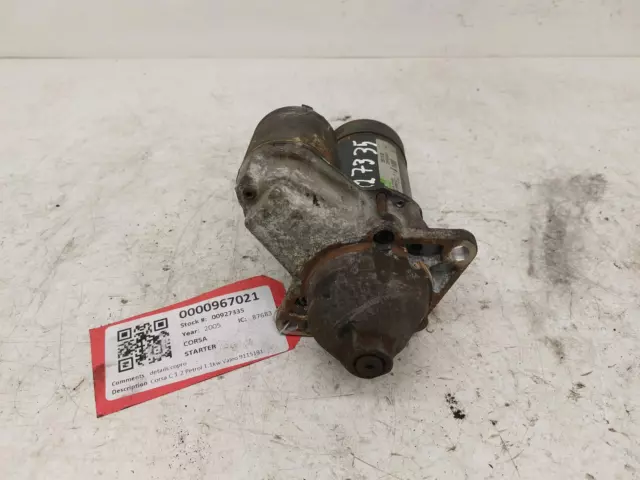 2005 VAUXHALL CORSA C 1.2L Petrol Manual Valeo Starter Motor