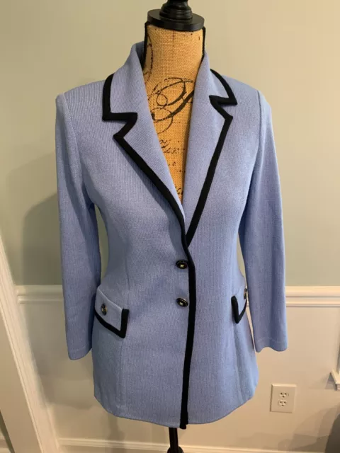 St. John Collection by Marie Gray Santana Knit Sky Blue Button Cardigan Size 2