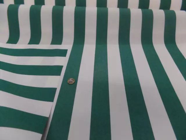Tissu toile de store extérieur bâche rayé blanc vert 4 saisons en téflon 1.60m