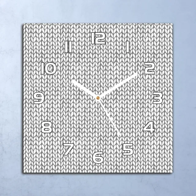 Horloge Murale En Verre 30x30 moderne Tricot Chevrons conception moderne