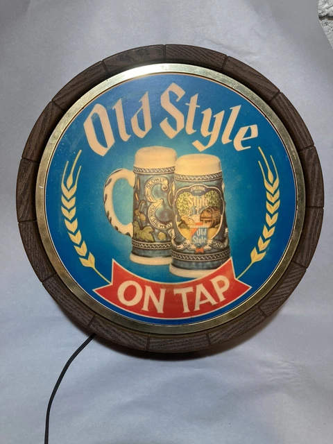 VINTAGE HEILEMANS OLD Style Beer Lighted Barrel Wall Sign On Tap Stein ...