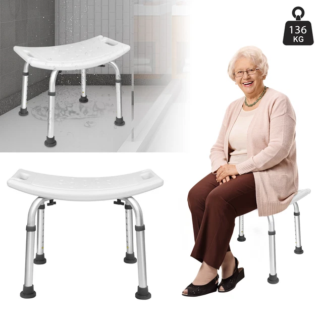 Silla de ducha 7 veces ajustable taburete de baño silla de baño taburete de ducha ayuda de ducha 136 kg ^7