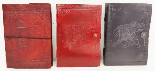 10x7 inch Leather Designer Elephant Diary Travel writing Paper Notebook Lot of 3