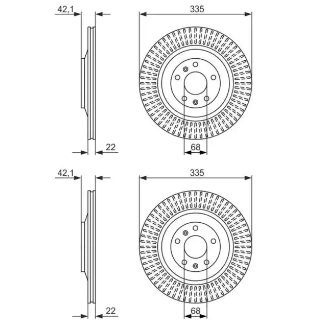 2X BOSCH BREMSSCHEIBEN Ø335mm HINTEN PASSEND FÜR AUDI A8 VW PHAETON