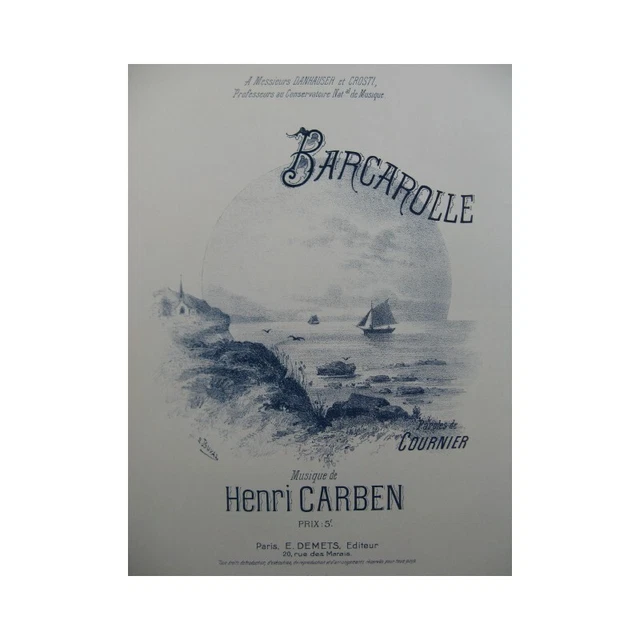 CARBEN Henri Barcarolle Piano Chant 1900