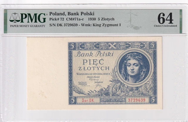 Poland 5 Zlotych 1930 PMG 64