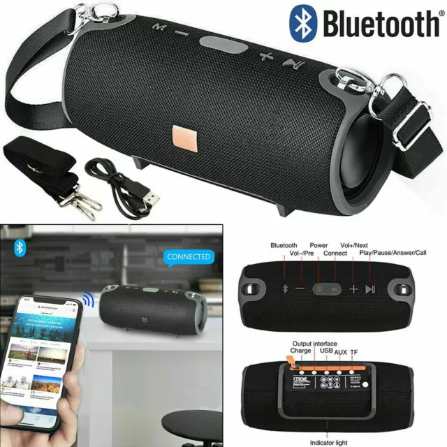40 W Tragbarer Wireless Bluetooth Lautsprecher Wasserdicht Stereo Bass laut USB AUX FM