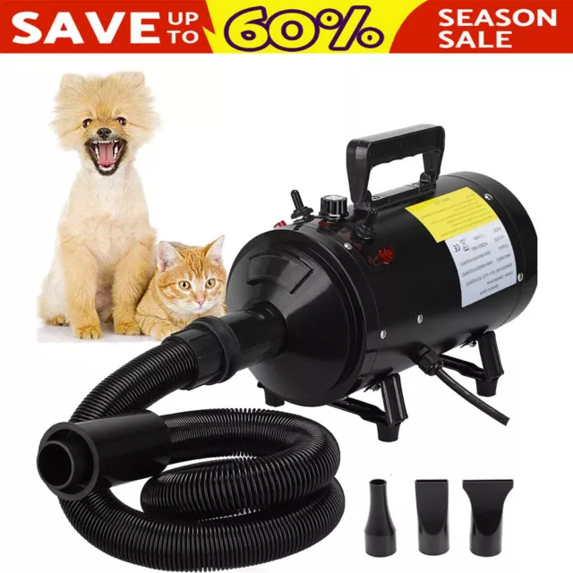 Dog Cat Pet Dryer Hair Grooming Heater Blaster Blower Hairdryer Low Noise 2800W