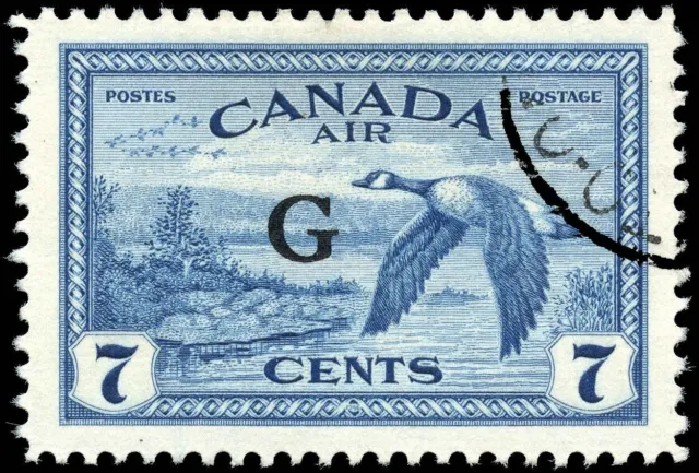 Canada Used F-VF Overprinted 7c Scott #CO2 1950 Official Canada Goose Stamp