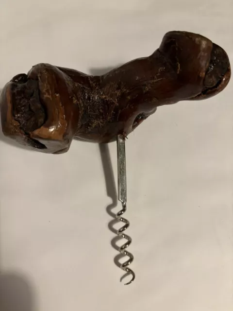 Vintage corkscrew rustic wood wine bottle opener 2