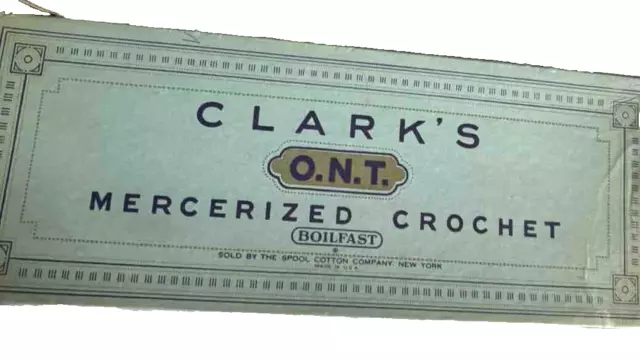 Clark's O.N.T. Mercerized Crochet Thread No. 50,  12 Balls new w/ Box, antique