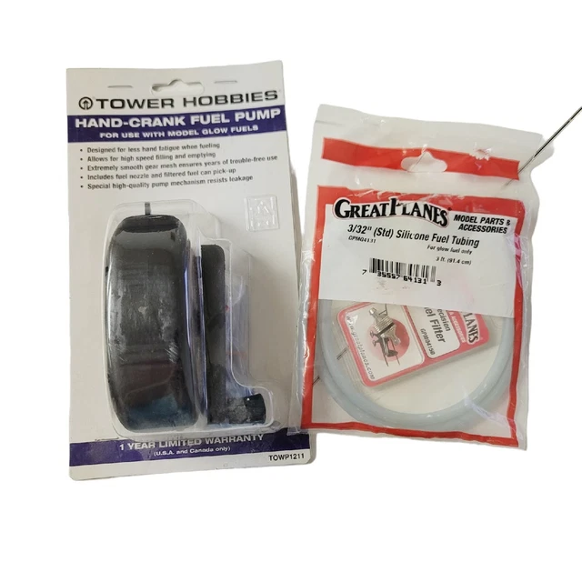 Tower Hobbies Hand Crank Fuel Pump For Model Glow Fuels 3/32" Sillicone Fuel Tub