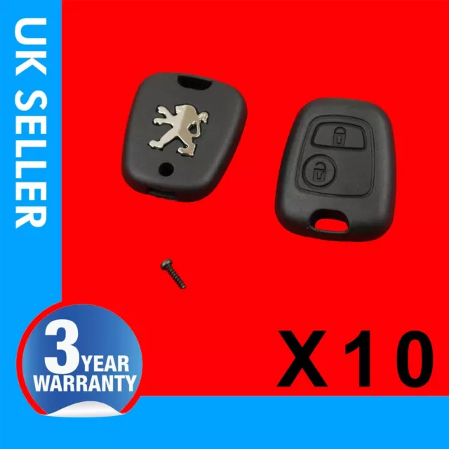 10X Clé Àtélécommande Gousset Étui 2 Bouton Pour Peugeot 106 205 206 207 306 307