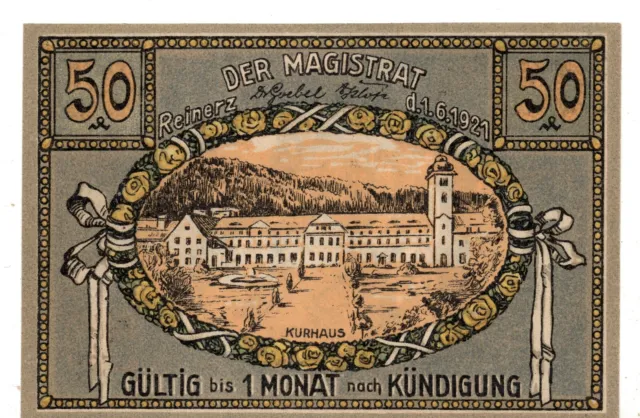 1921 Germany Bad Reinerz Notgeld 50 Pfennig Note (J365)