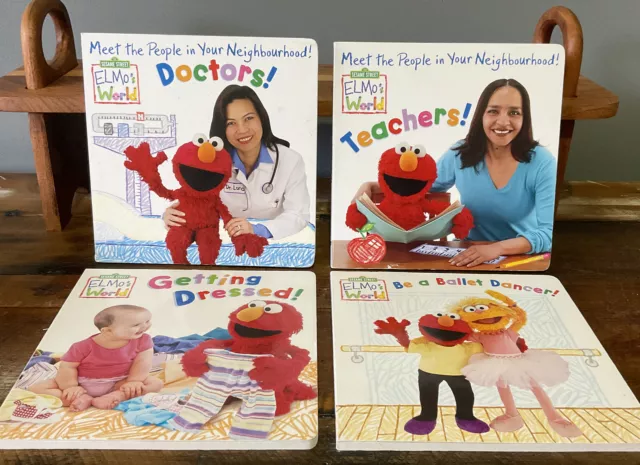4 X SESAME STREET ELMO'S WORLD Books - Dressed, Ballet, Teachers, Doctors - VGC