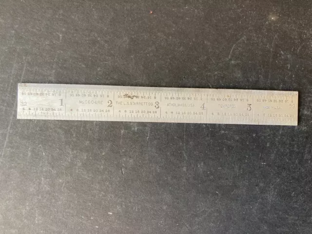 The L.s. Starrett Co Athol Mass Usa 6" Rule No. C604Re Tempered Machinist