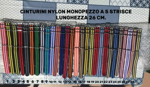 Cinturino Orologio Watch Straps Nylon ❤️2 Colori-5 Strisce ❤️18 | 20 | 22 |24 Mm