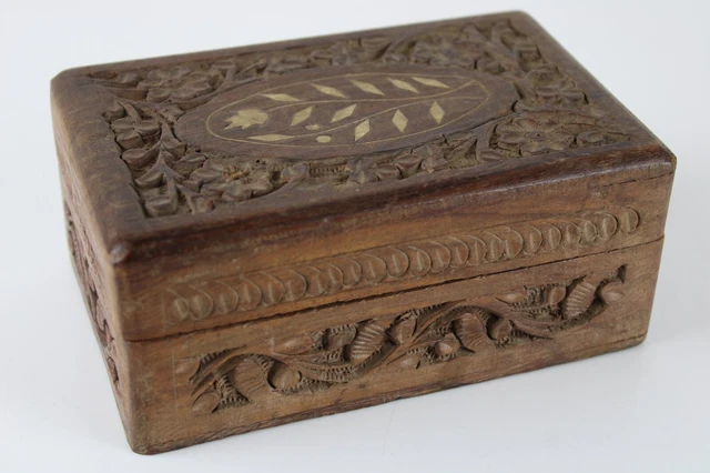 Ajuny Scatola Portagioie Decorativa in Legno Realizzata a mano con Motivo Floreale, Multiuso, per Riporre Gioielli, Organizer Orecchini Collane Orologi ideale come regalo 9x6 pollici