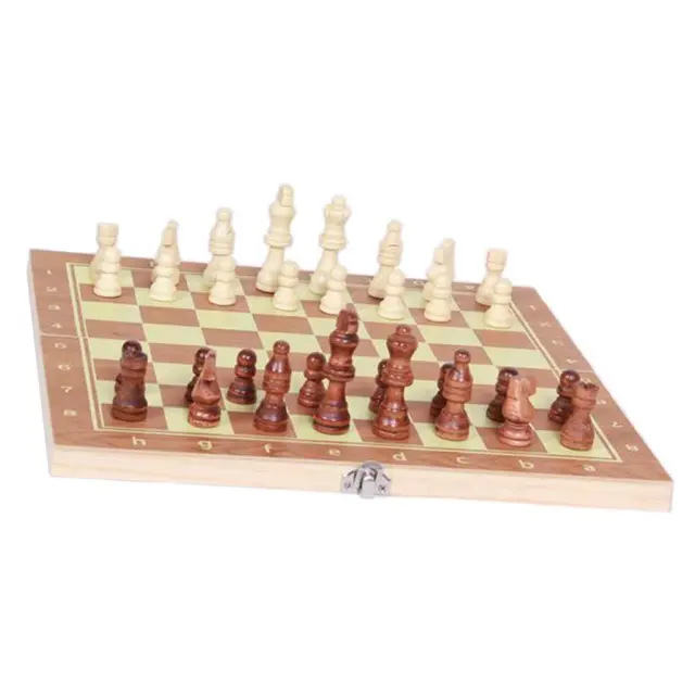 Jeu d'échecs pliant en bois 3 en 1, fabriqué à la main avec 1 paquet de