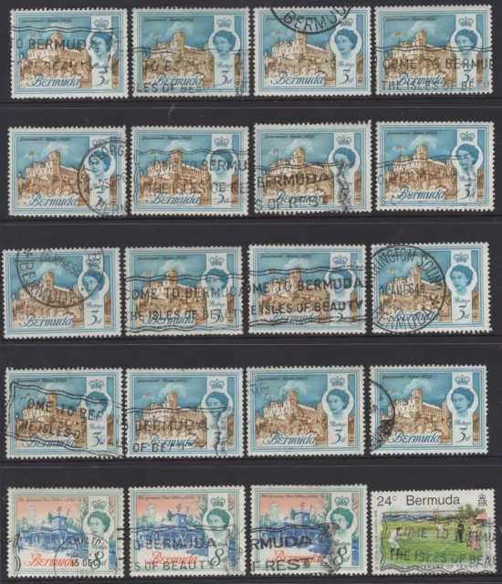 BERMUDA 1962 COLLECTION OF (20)  3d AND 8d QE II BUILDINGS STAMPS VFU