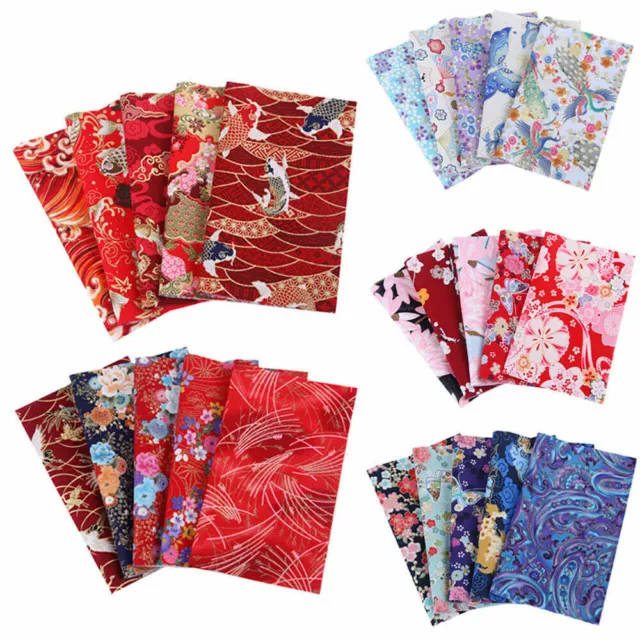 5x Japanese Style Cotton Fabric Patchwork Assorted DIY Bundle Quilting Material