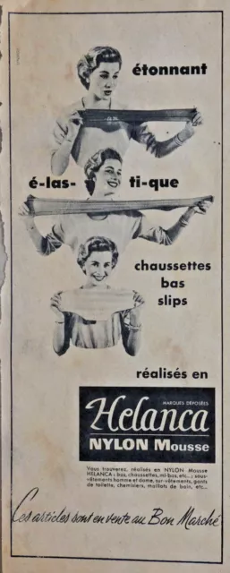 Publicité Presse 1956 Le Bas Nylon Mousse Helance Chaussettes Slips