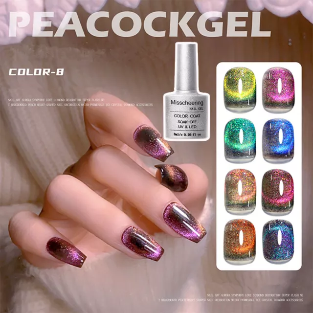 Cat Eye Magnetic Gel Nail Polish Soak Off Gel Rainbow UVGel Glitter Nail Lacquer