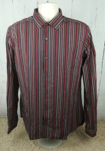 Men's NEXT Signature Red Striped Shirt Extra Large/XL #B