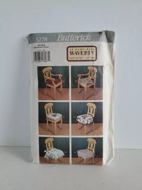 BUTTERICK 3278 CHAIR Pad Cushions Waverly Easy to Do Sewing