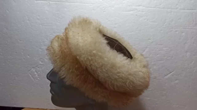 Vintage Echt Toscana Lamm Lamb Womens Roller Hat Size 57 Florence Fur Leather