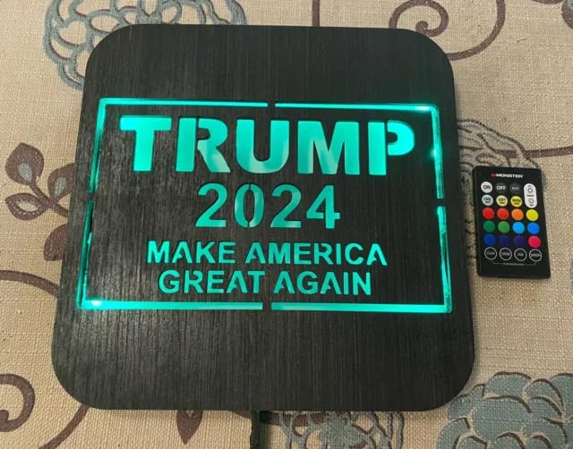 11” Trump 2024 Make America Great Again Multi Color LED Lit Sign With remote