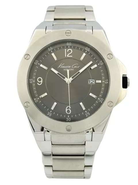 Kenneth Cole Kc10020832 Mens Chunky Stainless Steel With Gun Metal Dial Watch