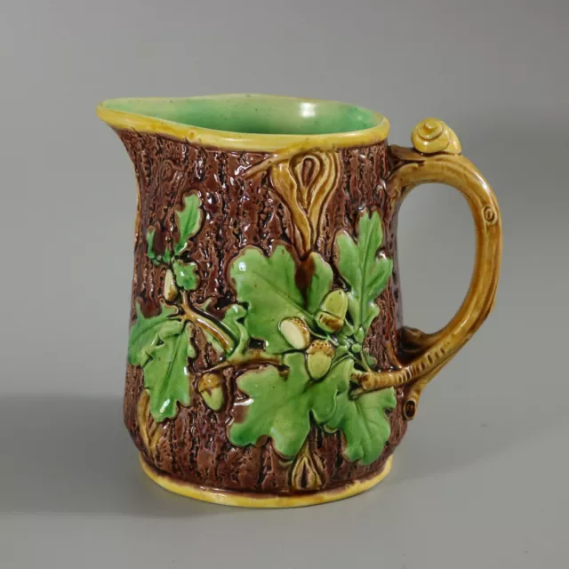 Minton Majolica Oak Jug/Pitcher with Snail Handle