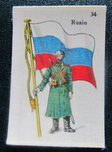 Cigarette Silks Card Ww1 Russia military La Favorita Soldiers Flag ORIGINAL BACK 3