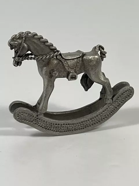 Pewter Rocking Horse Figurine Spoontiques Braided Tail Mane Miniature 1982 PP553