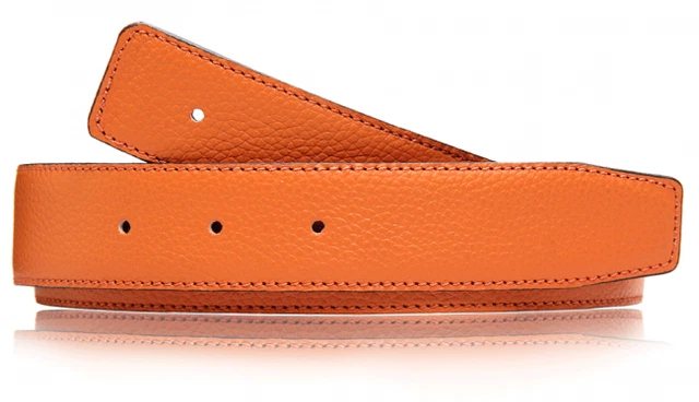 Ceinture Réversible En Cuir Véritable Autruche - Jaune, 32mm, Sans Boucle - Neuf Avec étiquettes