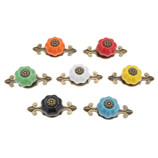 Ceramic Antique Pumpkin Cupboard Door Cabinet Knobs Ball Drawer Pulls Handles