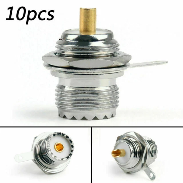 10Pcs Connettore UHF Female SO239 Jack Bulkhead Solder Panel Mount Dritto
