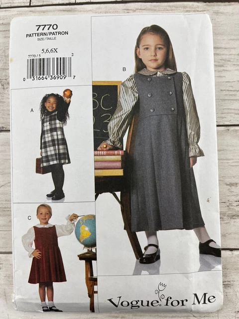 Vogue 7770 Vintage 90's Vogue For Me Child's Sewing Pattern Sz. 5 6 6X UnCut