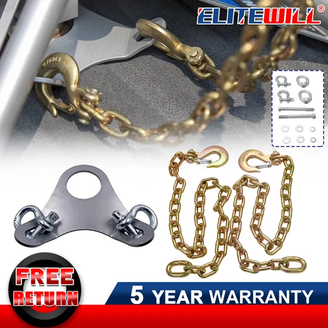 ELITEWILL 5TH WHEEL Ultimate Connection Safety Chains + Plate w/ 1/2in