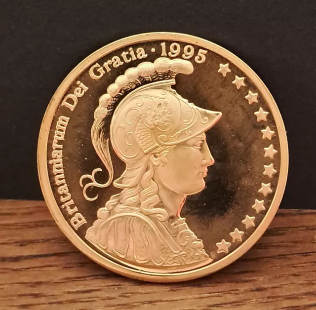 1995 Boxed UK United Kingdom 24ct Gold Flash 5 Ecu Coin Token - SS Great Britain