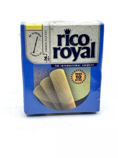 RICO ROYAL Bb Clarinet Reeds- New Sealed Box of 10 Reeds-French File Cut--2.5