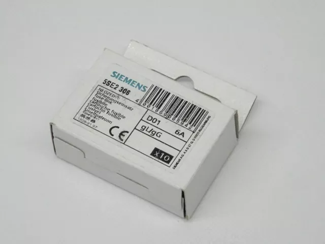 10x Pièces Siemens 5SE2306 Insert Fusible Neozed 6A/Gl / Gg 5SE2 306 Nouveau-Ovp