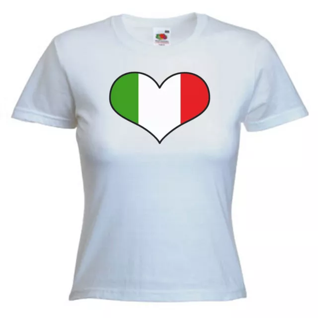 Italy Italian Love Heart Flag Ladies Lady Fit T Shirt 13 Colours Size 6 - 16 3