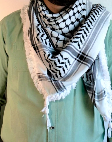 SCARF ORIGINAL PALESTINIAN Keffiyeh Arab High Quality Black & White ...