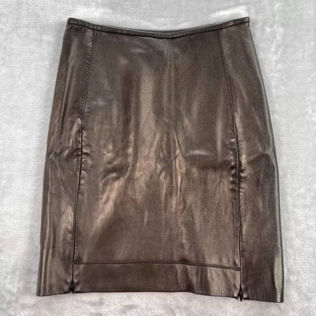 Diane von Furstenberg Skirt 4 Bronze Rita Butter Soft Lamb Leather Pencil DVF