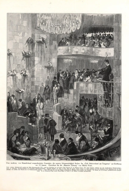 Cafe Schottenhaml am Tiergarten Berlin XL Kunstdruck 1927 von Martin Frost