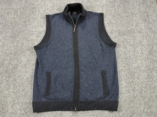 Kinross 100% Cashmere Sweater Jacket  Medium Blue Sleeveless Vest Pockets Preppy